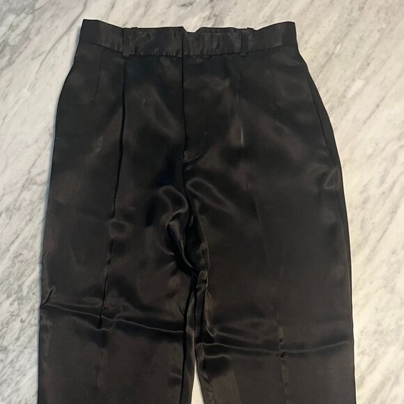 Women's black satin-like dress pants - Picture 1 of 3